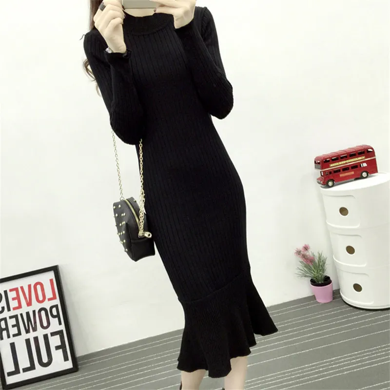 Женское трикотажное платье свитер с юбкой годе на осень/зиму|vestido a|dress vestidoswomen dress |