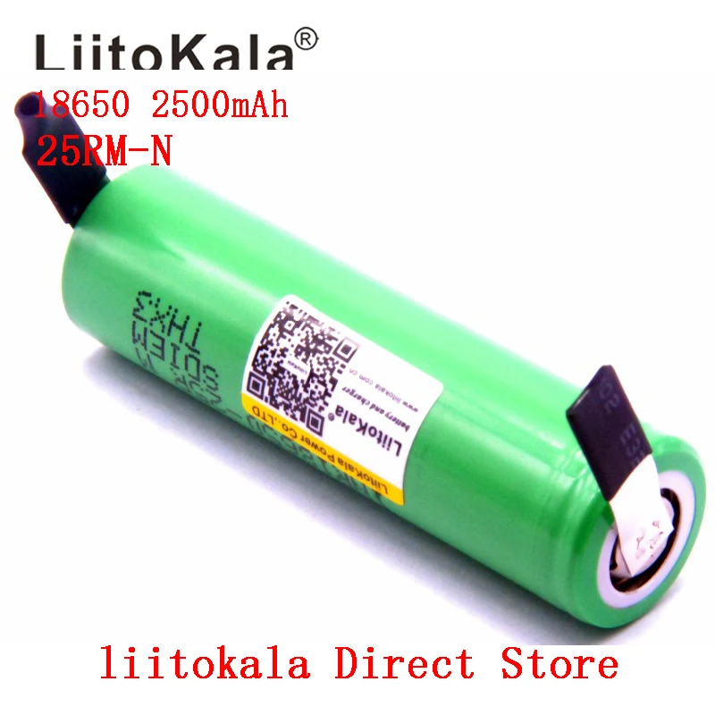 6 шт./лот Liitokala 18650 2500mAh аккумулятор INR1865025R 3,6 V разряда 20A выделенная батарея питания+ DIY никелевый лист