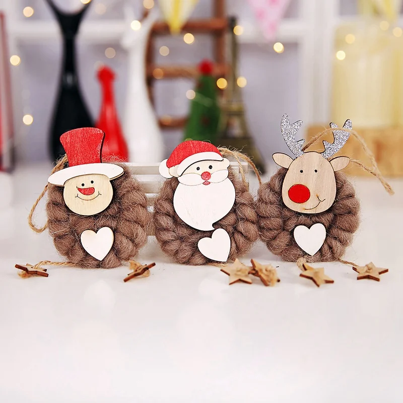 Christmas Felt Pendant Xmas Tree Decorations Small Drop Ornaments Santa Claus Snowman Elk Pendants Supplies 3pcs/set | Дом и сад