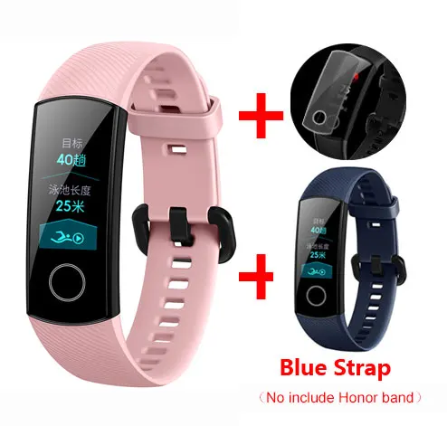 Pink Add Blue Strap HONOR Band 4 смарт-Браслет фитнес-браслет трекер Водонепроницаемый трекер активности в реальном времени носимые устройства(стандарт - Цвет: Pink Add Blue Strap