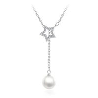 100 925 sterling silver star crystal pearl short chain necklaces wholesale jewelry wedding gift drop shipping