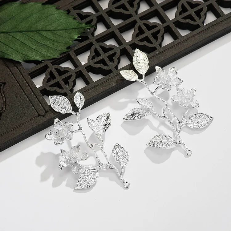 Silver color 10 шт. латунная литая Ретро ветка листьев дерева Цветочная подвеска Высокое качество Золото Серебро Цвет DIY материалы ювелирные изделия - Цвет: Silver color