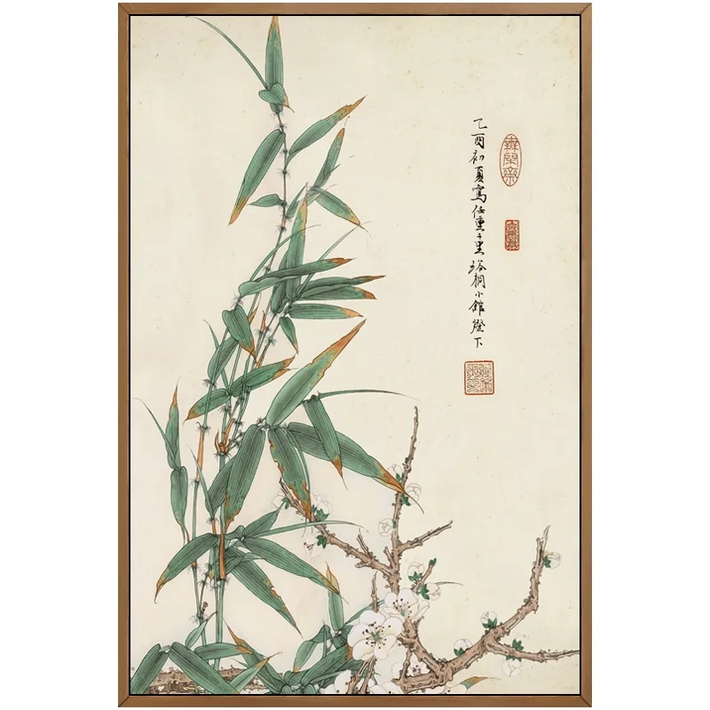 Photo Color Винтажный художественный китайский стиль Meilan Bamboo и плакат с надписями, печать на холсте для дома, картина, украшение на стену, на заказ - Цвет: Photo Color