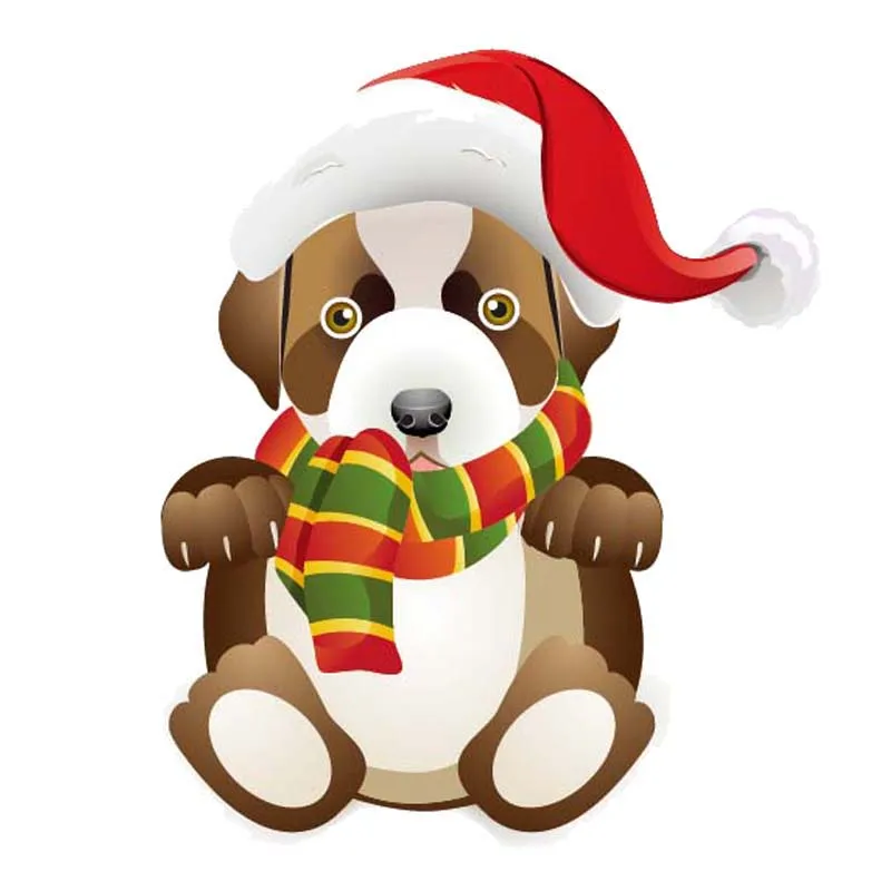 

YJZT 12.3CM*15CM Cartoon Christmas Dog PVC Interest Car Sticker Decal 12-300166