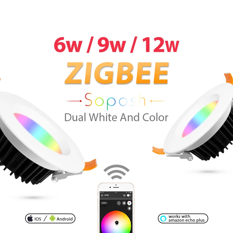 WASEDA светодиодный светильник ZIGBEE link licht 6 Вт 9 12 AC100 240V rgb + cct WW/CW LED LICHT zigbee downlight werken met