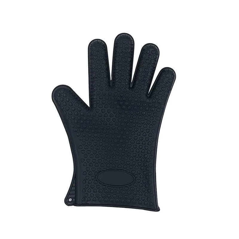 black 2pcs 2 шт силиконовая духовка кухонная перчатка Толстая кулинарная рукавица для Гриль-барбекю прихватка жаростойкая перчатка для выпечки барбекю Кухонные гаджеты A - Цвет: black 2pcs