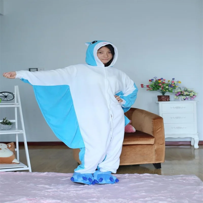 Синий летяга Комбинезоны пижамы Sleepsuit взрослых Аниме Пижама Костюм Хэллоуин