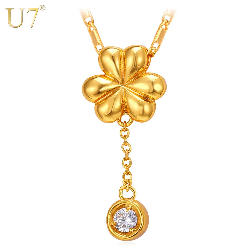 U7 Симпатичный Цветок Кулон Ожерелье Для Женщин Ювелирные Изделия Цепь & Подвеска