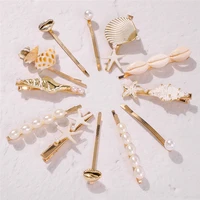 free shipping 3 pcsset hair clips for women natural shell conch imitation pearl hairclip hair accessories jewelry