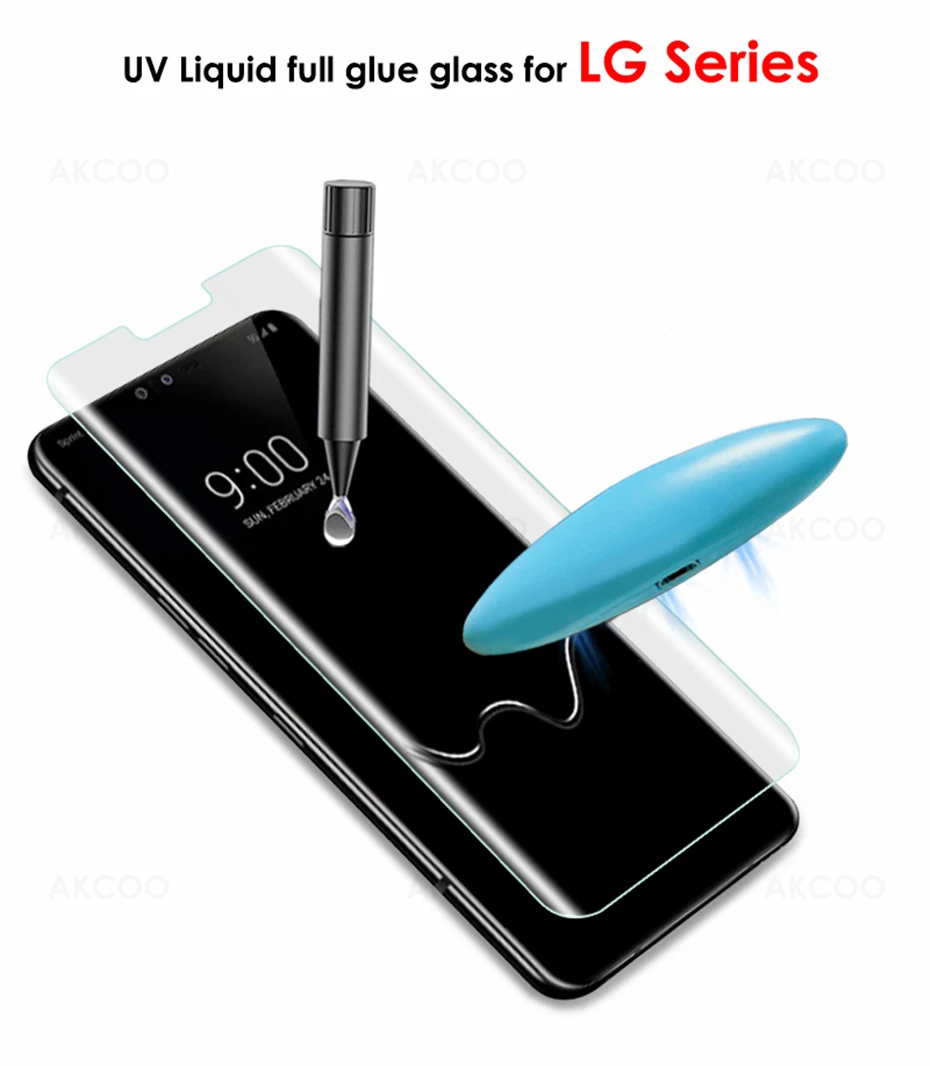 Akcoo G8 ThinQ UV стеклянная Защитная пленка для LG V50 V40 V30 Plus пленка с полным клеем сенсорная пленка для LG G7