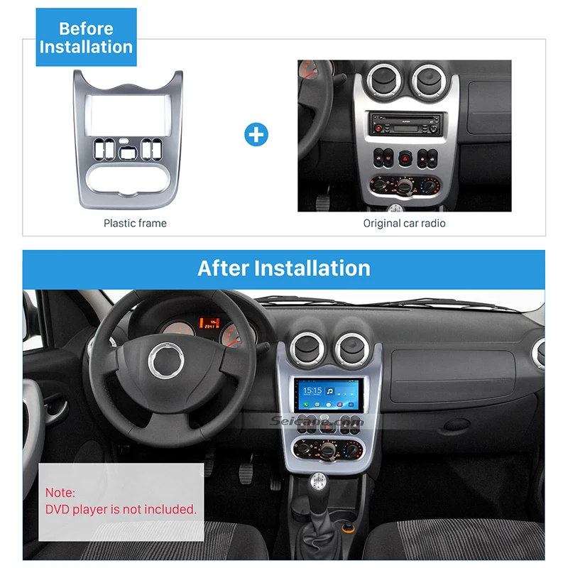 Seicane Car Stereo Radio Fascia Panel for 2010 2011 2012 2013 RENAULT LOGAN DVD Player Install frame Surrounded Trim Kit | Автомобили и