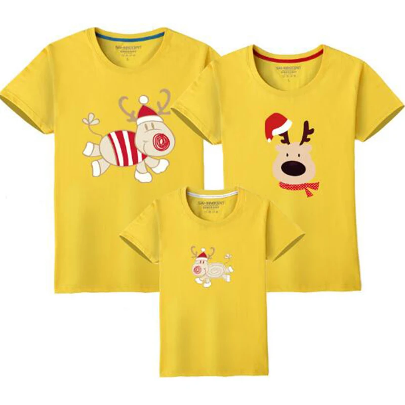 Одежда для папы и ребенка одинаковая Рождественская футболка с коротким рукавом