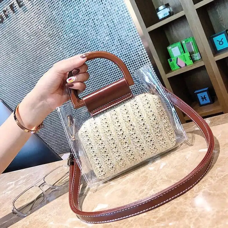 

New Summer PVC Transparent Lady Handbag and Purse Jelly Women's Beach Bag Crocodile Waterproof Brand Design Women Crossbody Bag