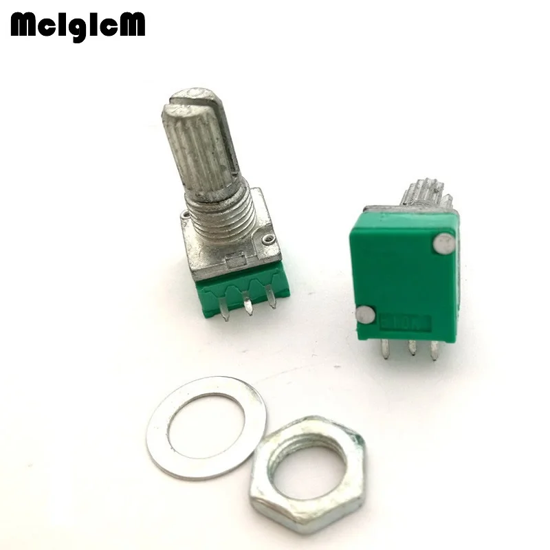 MCIGICM 100 шт. 3pin RK097N одноканальный потенциометр аудио/усилитель мощности/потенциометр уплотнения B10K длина ручки 15 мм