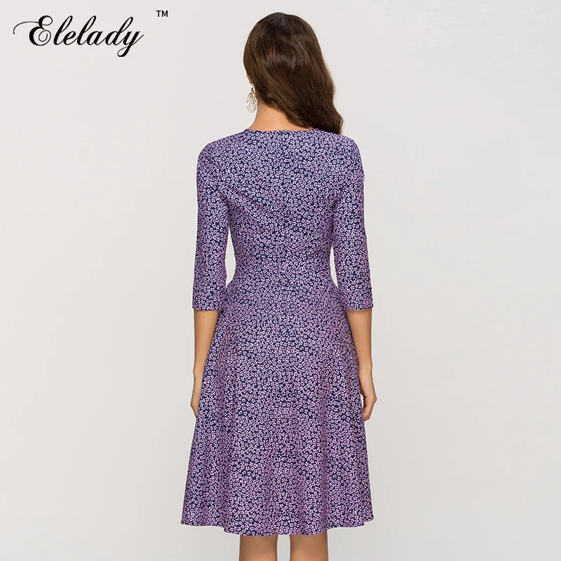 Elelady 2019 новые модные женские фиолетовые трапециевидные платья элегантные с