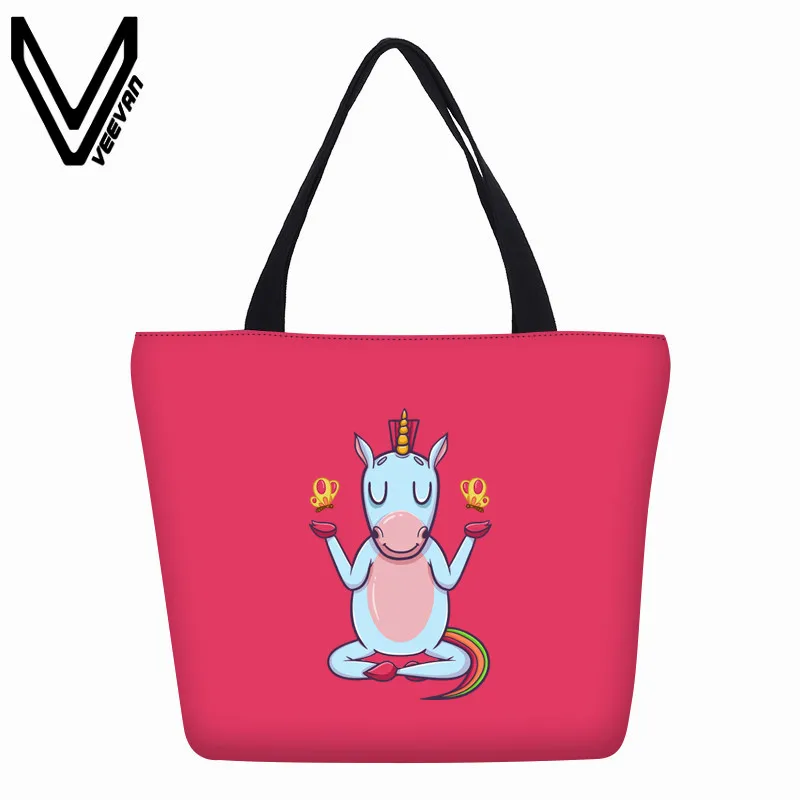 Veevanv дамы 2018 единорог Печать сумочку девушки сумка школа bookbag холст Для женщин