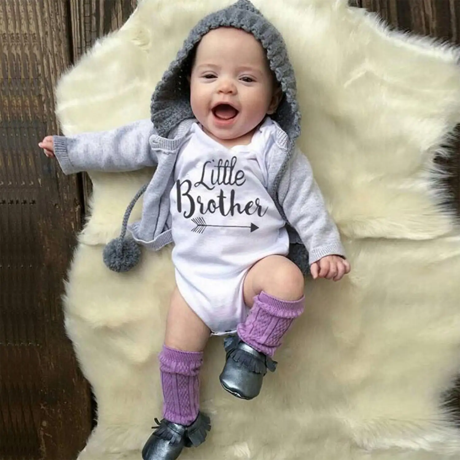 Kidlove Baby Boy Girl Onesie Little Brother Arrow Print Romper Short Sleeve Cotton Bodysuit T-Shirt Newborn Clothing WU | Детская одежда