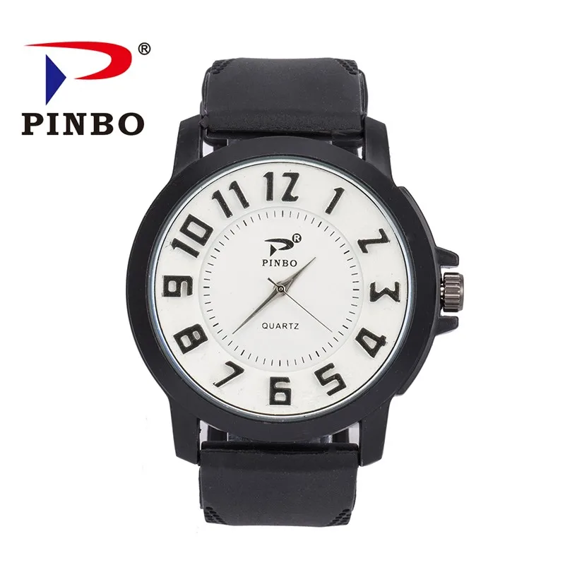 Часы PINBO мужские армейские спортивные кварцевые аналоговые с 3D лицом силиконовые