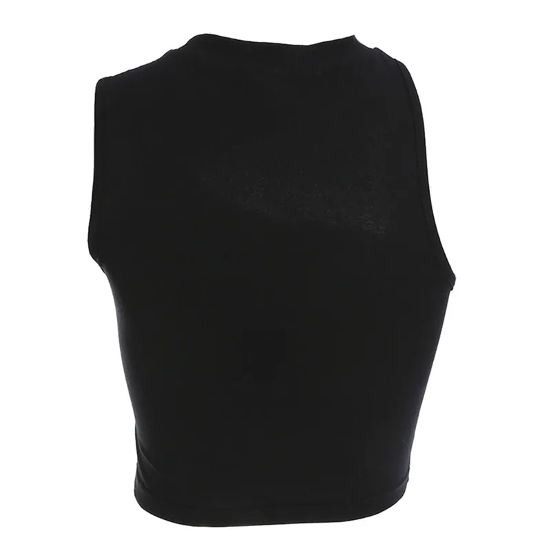 

Sexy Sleeveless Tops Women Summer Black Vest Halter Crop Top Irregular One Shoulder Cropped Tops