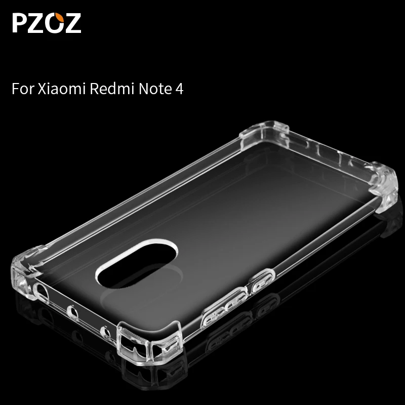 Чехол PZOZ для redmi note 4 силиконовый роскошный ударопрочный чехол xiaomi прозрачная