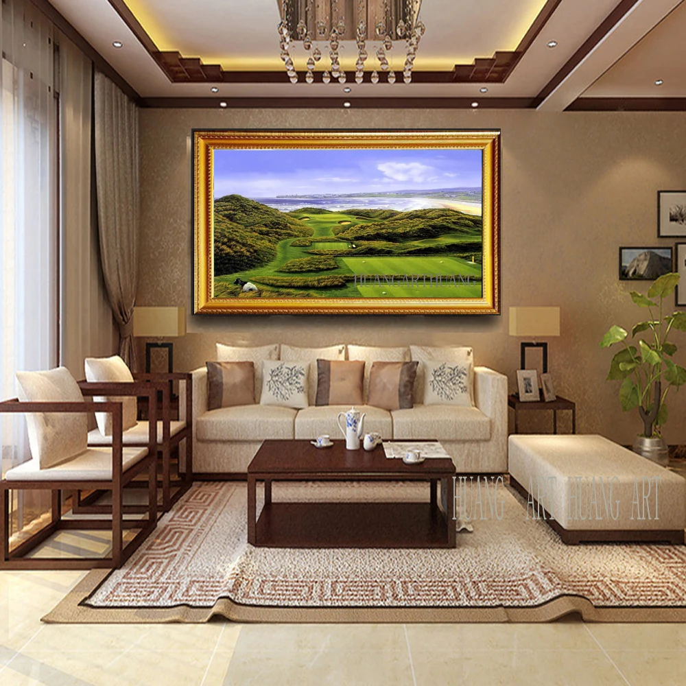 golf course Modern Beautiful Golf Course On Canvas Landscape oil Painting Wall Art Artwork Photo To Home Office Decor | Дом и сад