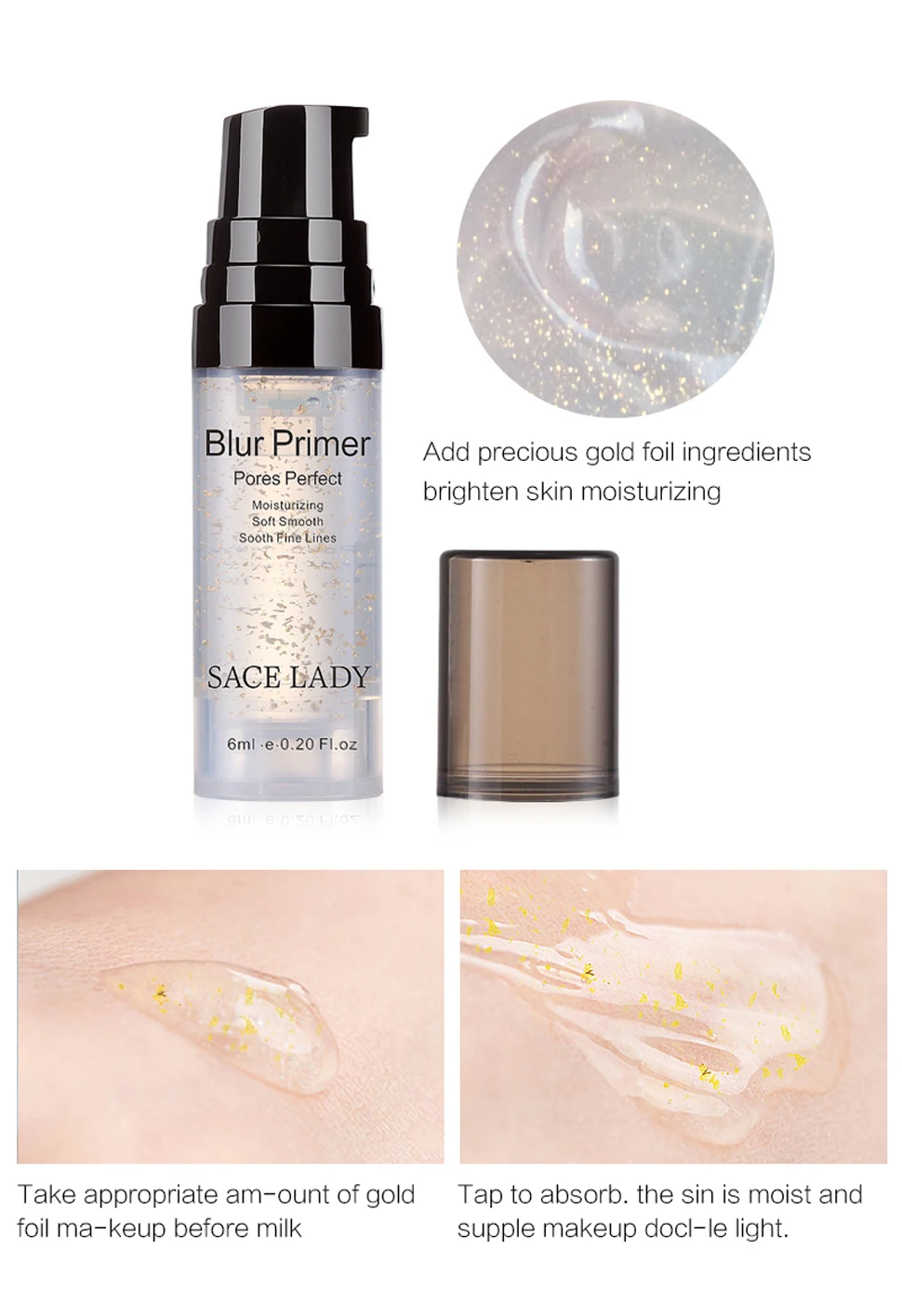 Бренд SACE LADY Blur Primer основа для макияжа основа для лица 24k Gold Elixir контроль масла матовая основа для макияжа пор