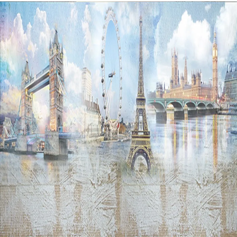 Фотообои Лондонский Городской пейзаж ретро фон гостиная галерея ручная роспись