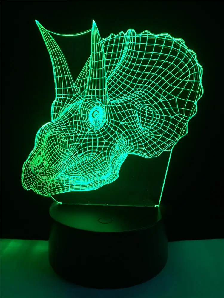 Новый Животный 7 цветов меняющий 3D USB светодиодный светильник Ngau Tau Rhino Роговая