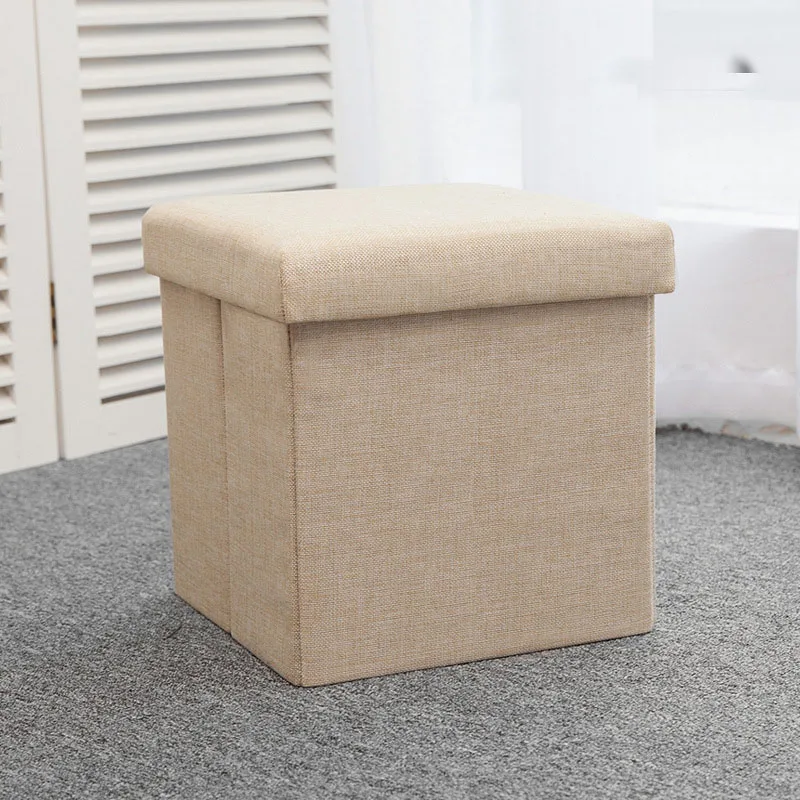 Сиденье сильная грузоподъемность Pouffe ящик для хранения кубической формы льняной домашний офис многофункциональный складной стул