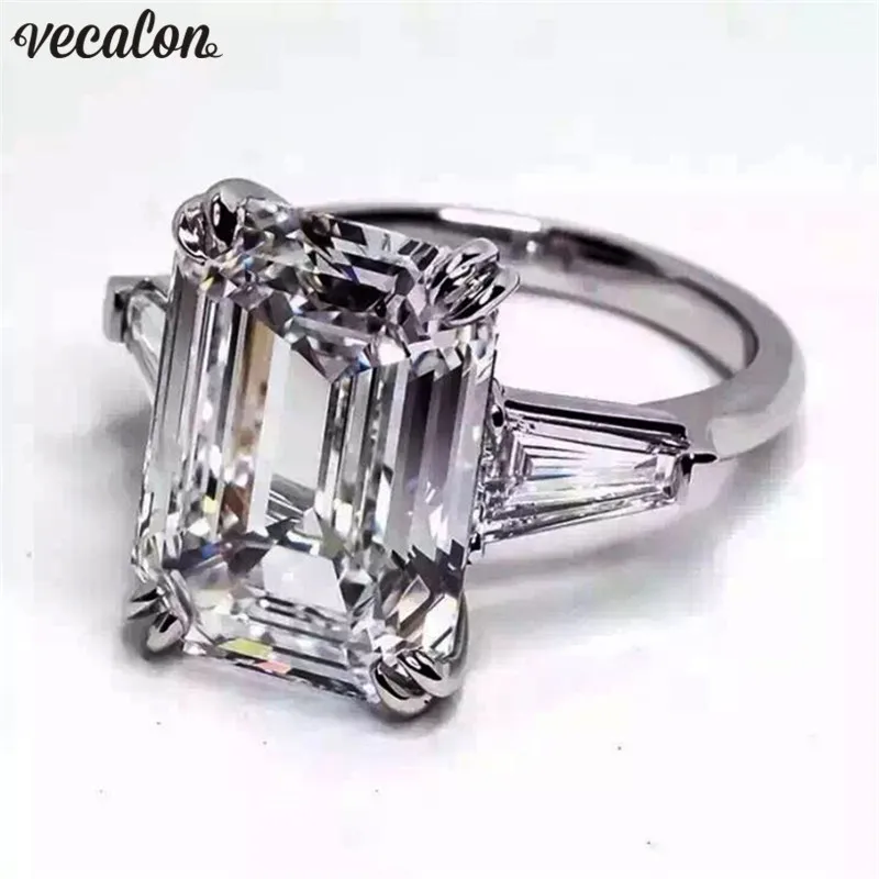 

Vecalon Luxury jewelry 100% Real 925 Sterling Silver ring 4ct 5A Zircon Cz Engagement wedding Band rings for women Bridal bijoux