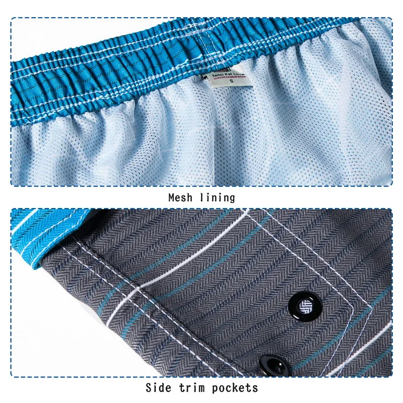 HEFLASHOR 2019 Fashion Male Beachwear Striped Printed Beach Shorts Men Swim Trunks Quick Dry Board With Mesh Lining Soft | Мужская