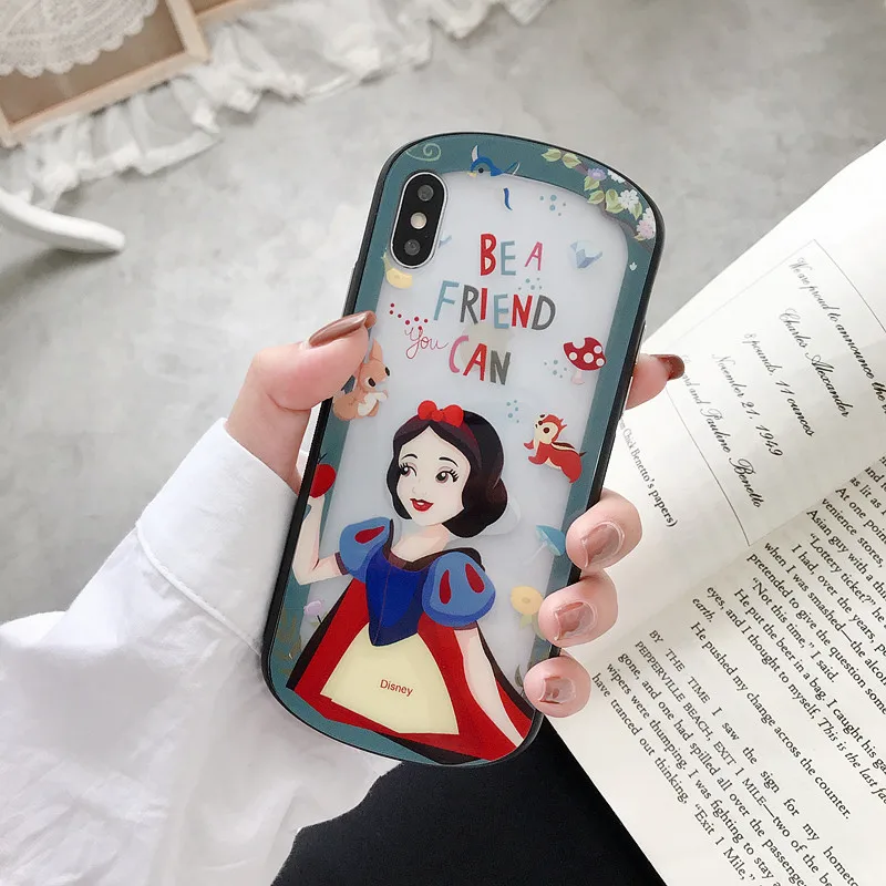 ORYKSZ 3D Luxury Cartoon pattern Glass Phone Case For iPhone 6 6s 7 8 Plus X XR XS Max Cover Transparent Hard Fundas Coque Capa |