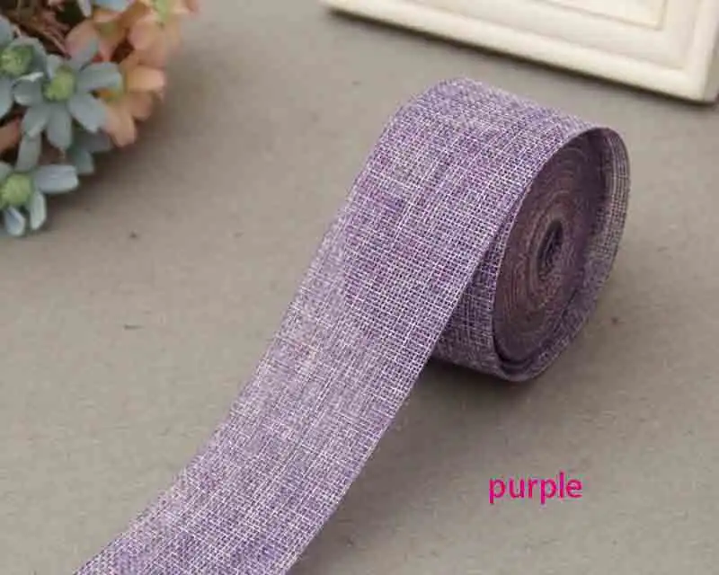 purple 10 м/лот 5 см мешковины гессианские ленты джутовые рулоны кружева деревенская лента для DIY винтажное свадебное украшение подарочная упаковка орнамент Вечерние - Цвет: purple