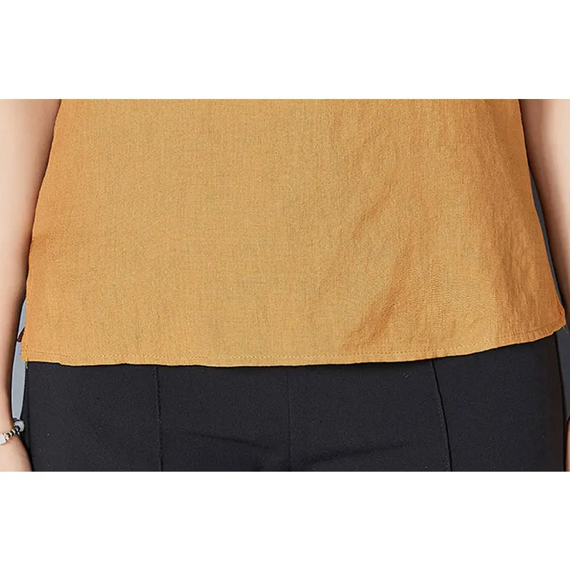 Коллекция 2017 года Модные дышащие майки из хлопка и льна большого размера женский