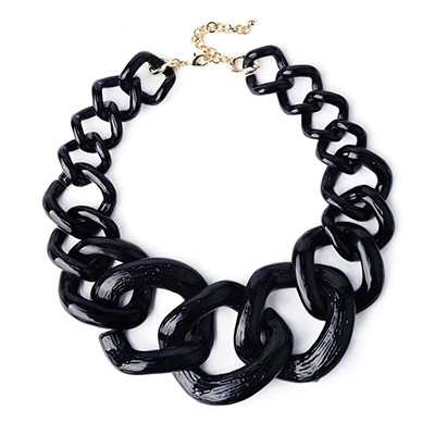 Shinning Black Костюм бохо, ювелирные изделия, большая цепочка на свитер, ожерелье s для женщин, большая массивная матовая акриловая смола, кубинская цепочка, ожерелье, женский подарок NK1004 - Окраска металла: Shinning Black