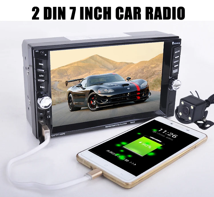 2 Din FM зеркало для Android телефон автомобильное радио Bluetooth Камера заднего вида MP5