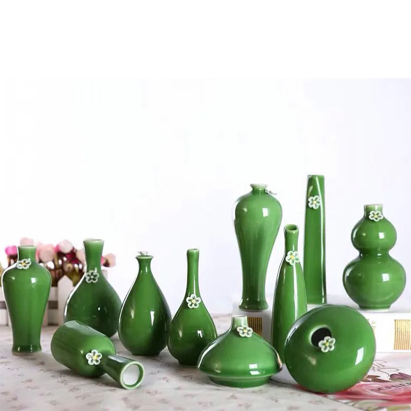 Цзиндэчжэнь Керамическая Мини Флора бутылка Цветок Маленькая ваза зеленый