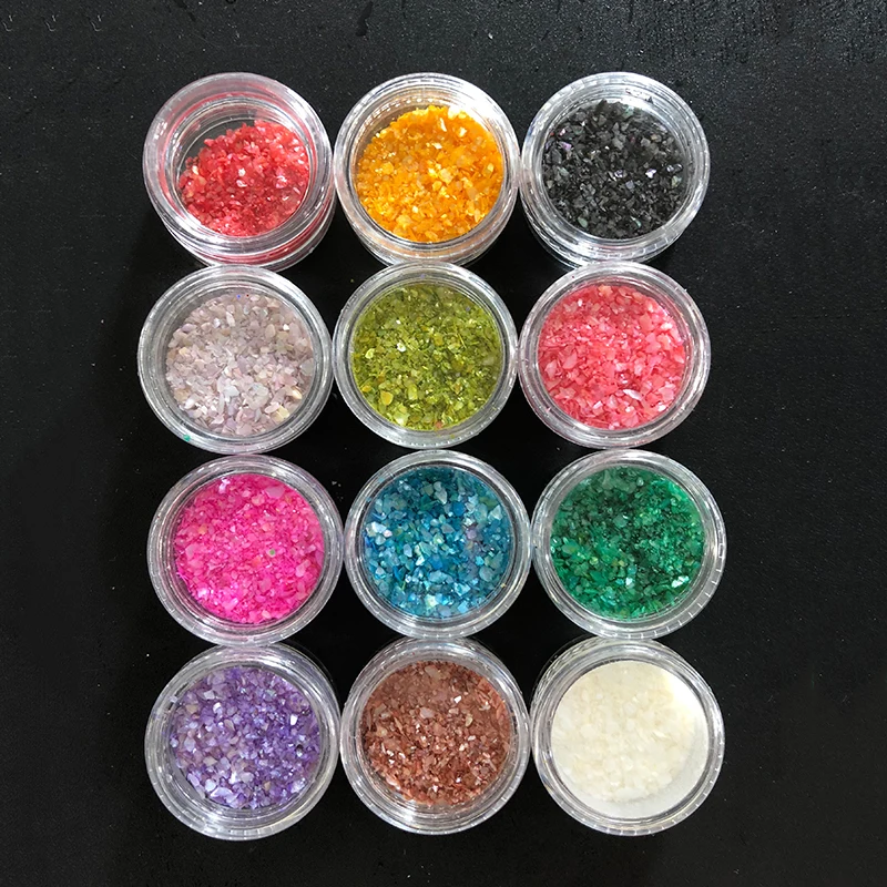 MAFANAILS Морская ракушка нерегулярные хлопья Блестки для ногтей Блестящий порошок 12