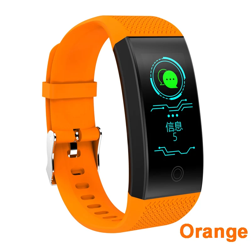 Orange Умный Браслет QW18 IP68 Водонепроницаемый Smartband монитор сердечного ритма во время сна спортивный Шагомер фитнес-трекер Bluetooth Smartwatch - Цвет: Orange