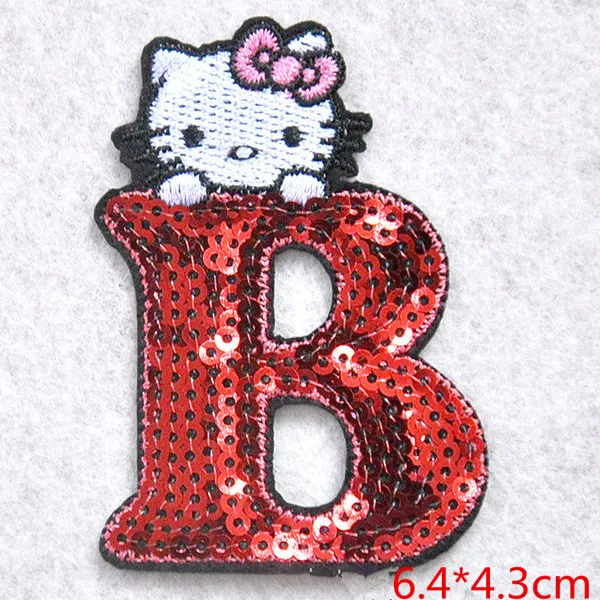 Расшитая блестками детская розовая нашивка «hello kitty» с железной нашивкой; Одежда для девочек и мальчиков; нашивка с вышивкой «сделай сам» - Цвет: B