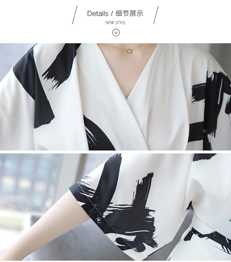 

2019 Summer Jumpsuit for Women Ankle-Length Chiffon High Street Straight Print Jumpsuits with Pocket