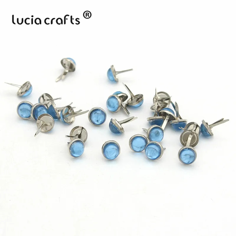 blue 12pcs Lucia crafts 12 шт/24 шт 8 мм круглые стразы штифтики для скрапбукинга, украшение из металла DIY декоративные аксессуары G0913 - Цвет: blue 12pcs