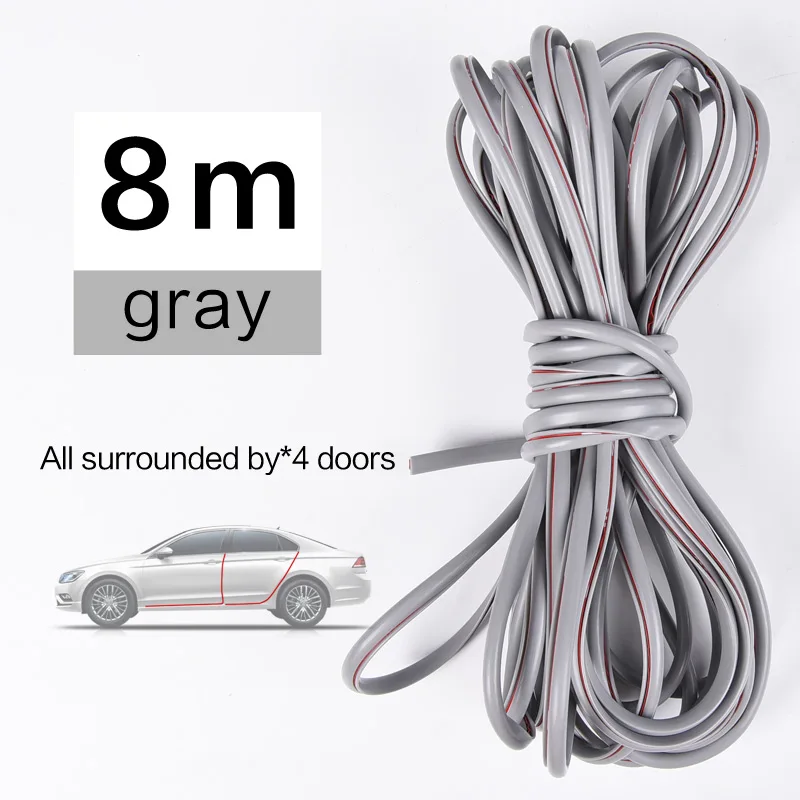 10 meters gray Уплотнение двери 8 м герметик резиновый автомобильный уплотнитель звукоизоляция двери резиновое уплотнение шумоизоляция Резиновая полоса двери автомобиля Погодная полоса автомобиля - Цвет: 10 meters gray