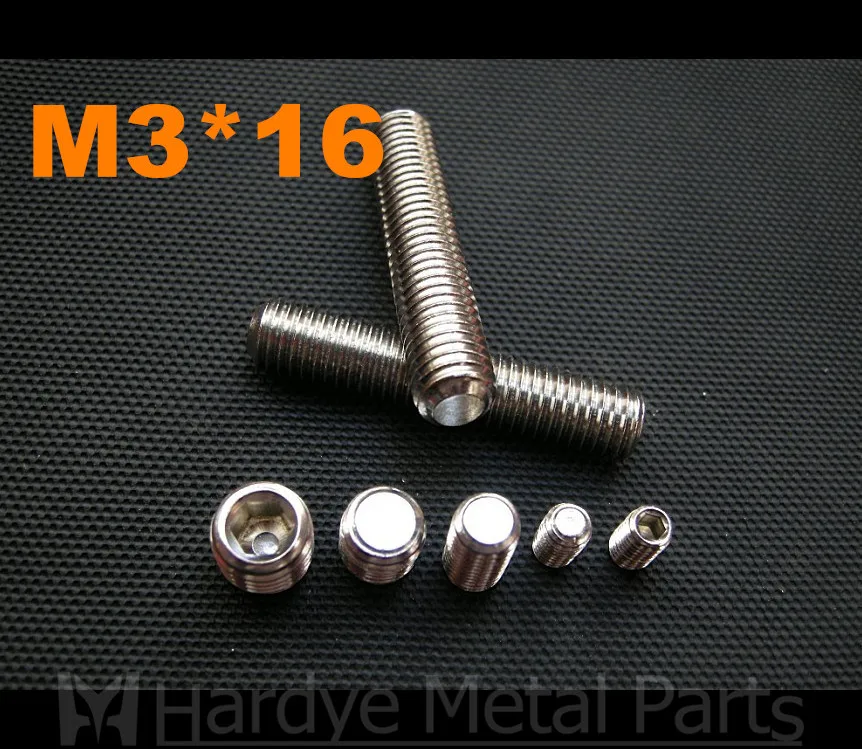 

500pcs/lot M3*16 DIN913 Stainless steel hex socket set screw with flat point grub screw