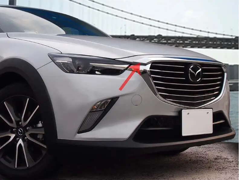 Передняя решетка бампера из АБС-хрома крышка двигателя планки для MAZDA CX-3 CX3 2016 2017