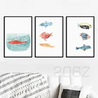 Акварель мультфильм аквариум скандинавские плакаты и принты настенная живопись холст для стены в детской комнате картинки для декора гостиной