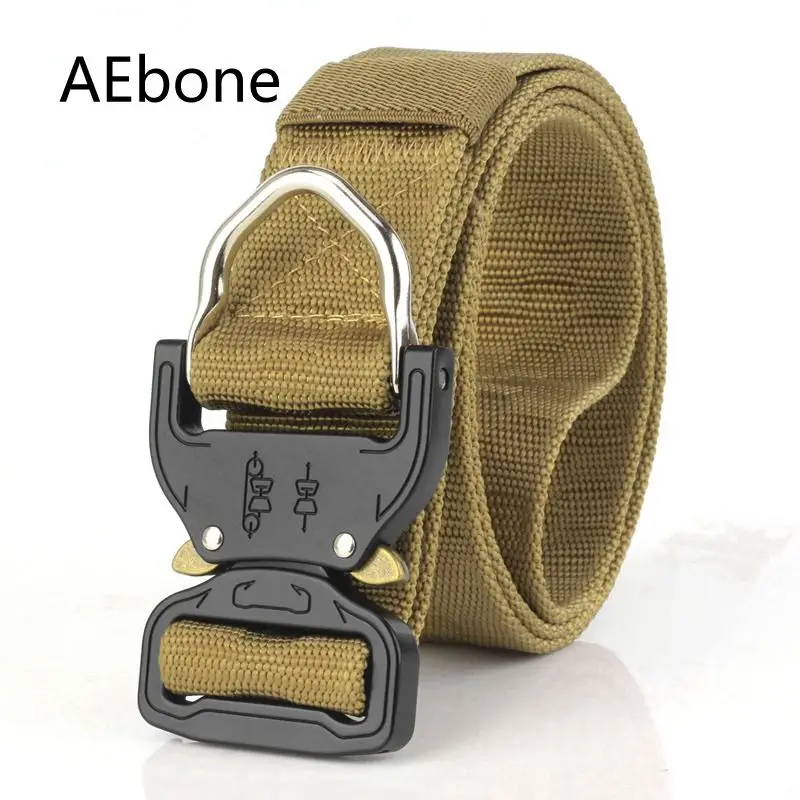 AEbone Military Equipment Tactical Belt Men Nylon Belts Male Waist Swat Strap With Buckle US Army Soldier Carry YB062