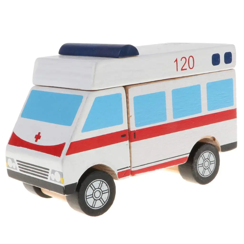 Ambulance Магнитные деревянные игрушечная машинка-грузовик модель автомобиля для раннего развития игрушки подарок на день рождения для маленьких детей малышей - Цвет: Ambulance