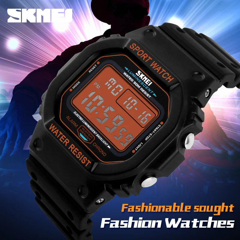 Skmei 1134B Брендовые мужские спортивные часы Модные светодиодный цифровые для активного образа жизни плавание