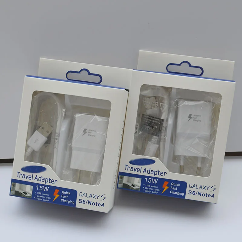 100% Оригинальный Адаптер Быстрая Зарядка Зарядное Устройство + ФУТОВ USB Cabl для Samsung